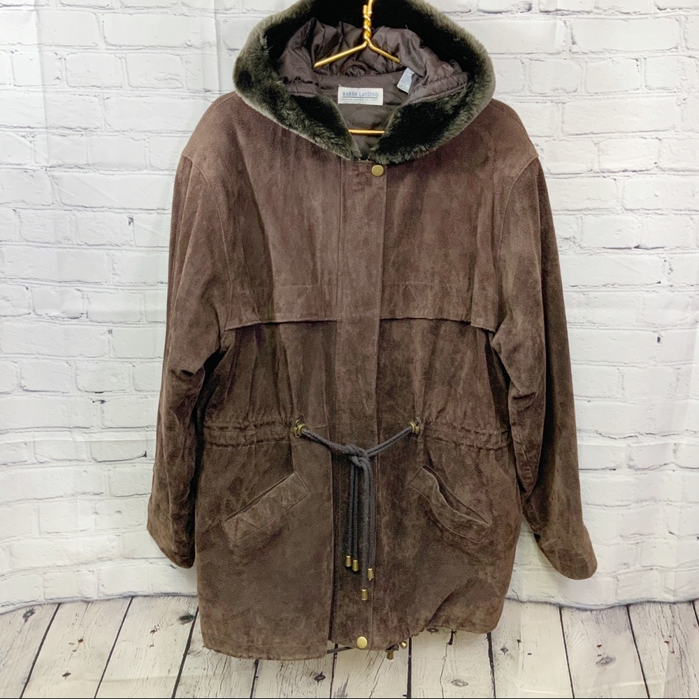 Marsh Landing Brown Leather Coat Size L